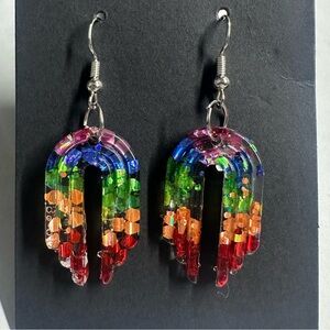 Multicolor Resin Rainbow Dangle Earrings
